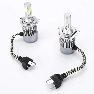 Set 2 Lampi LED C6 H4 cu doua faze Lumina ALBA temperatura 6500K putere 55W 