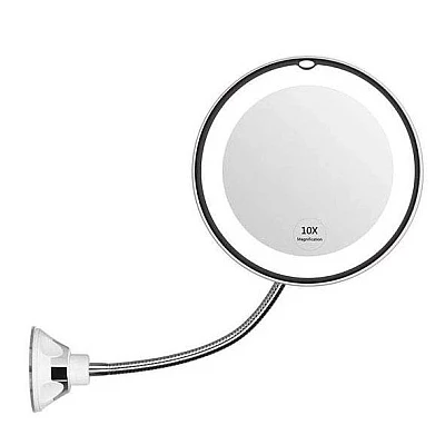 Oglinda cosmetica flexibila cu LED si factor marire 10x Oglinda cosmetica flexibila cu LED si factor marire 10x