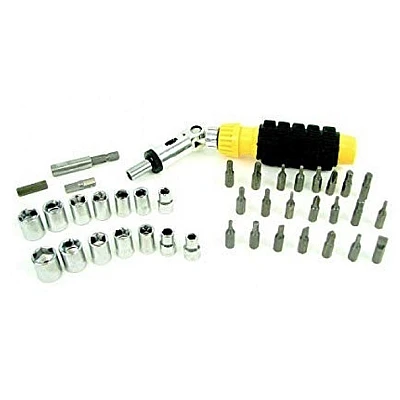 Trusa 41 Piese Surubelnita cu clichet si maner ergonomic 14 tubulare 8 biti 24 biti de precizie 2 adaptoare Trusa 41 Piese Surubelnita cu clichet si maner ergonomic 14 tubulare 8 biti 24 biti de precizie 2 adaptoare