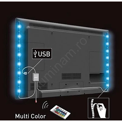 Bandă LED RGB TV 5 Metri cu telecomandă LED/USB Bandă LED RGB TV 5 Metri cu telecomandă LED/USB