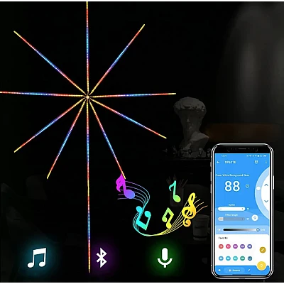 Banda artificii LEDBluetooth/USB Control prin telecomanda/telefon RGB Sincronizare audio 2 cm Multicolor Banda artificii LEDBluetooth/USB Control prin telecomanda/telefon RGB Sincronizare audio 2 cm Multicolor