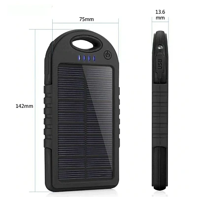 Baterie externa cu incarcare solara 5000 mAh 2 x USB Baterie externa cu incarcare solara 5000 mAh 2 x USB