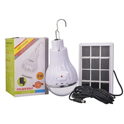 Bec cu leduri portabil 5WLL-028 si mini panou solar inclus Bec cu leduri portabil 5WLL-028 si mini panou solar inclus