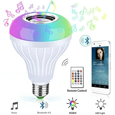 Bec led cu difuzor Bluetooth si telecomanda Bec led cu difuzor Bluetooth si telecomanda