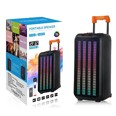Boxa profesionala portabila cu Bluetooth NDR 1098 de 8 inch x 2 600w Boxa profesionala portabila cu Bluetooth NDR 1098 de 8 inch x 2 600w
