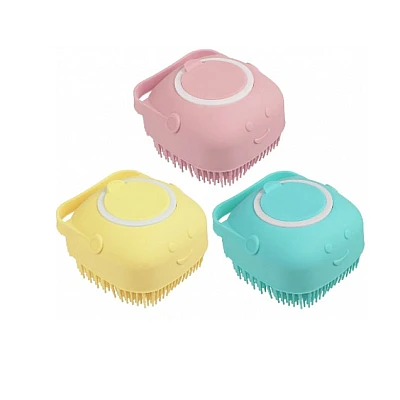 Set 2 x Burete de baie din silicon cu rezervor pentru gel de dus / sampon Set 2 x Burete de baie din silicon cu rezervor pentru gel de dus / sampon