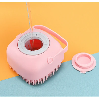 Set 2 x Burete de baie din silicon cu rezervor pentru gel de dus / sampon Set 2 x Burete de baie din silicon cu rezervor pentru gel de dus / sampon