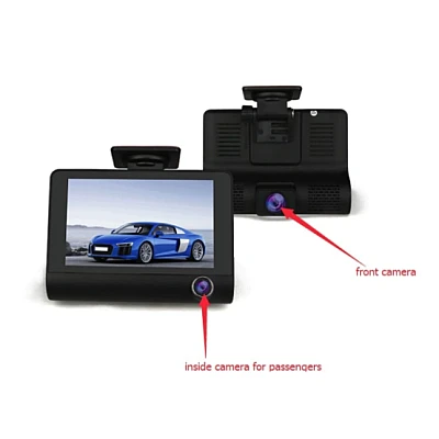Camera Auto Tripla 3 in 1 ce Filmeaza in Fata in Interiorul si in Spatele Masinii