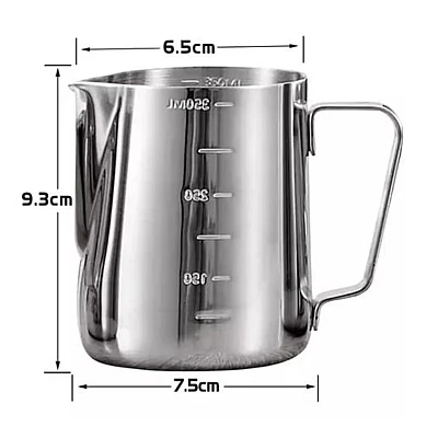 Cana din inox cu gradatie pentru spumare cu maner 350 ml