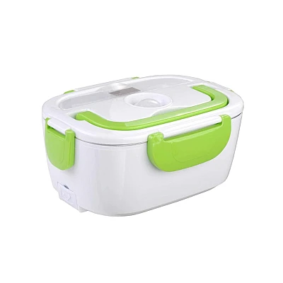Caserola pentru mancare cu incalzire electrica 2 compartimente 12V verde Caserola pentru mancare cu incalzire electrica 2 compartimente 12V verde