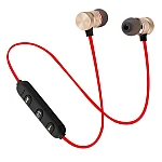 Casti audio Bluetooth sport stereo cu suport magnetic rosu auriu