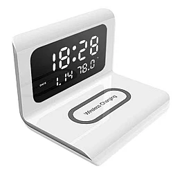 Ceas cu afisaj digital si alarma cu statie de incarcat wireless si incarcare rapida.