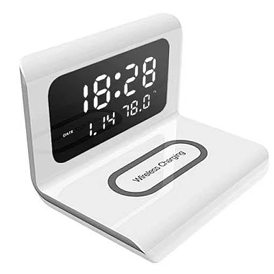 Ceas cu afisaj digital si alarma cu statie de incarcat wireless si incarcare rapida. Ceas cu afisaj digital si alarma cu statie de incarcat wireless si incarcare rapida.
