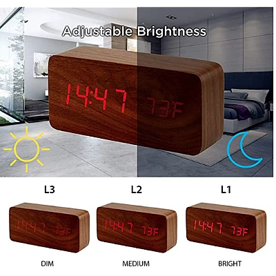 Ceas digital lemn VST-862 MARO LED cu Led ROSU Alarma si Termometru Ceas digital lemn VST-862 MARO LED cu Led ROSU Alarma si Termometru