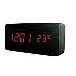 Ceas digital lemn VST-862 NEGRU LED cu Led ROSU Alarma si Termometru