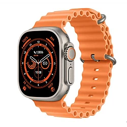 Ceas inteligent SmartWatch 8 Ultra Plus cu incarcare wireless curea portocalie