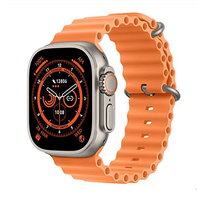 Ceas inteligent SmartWatch 8 Ultra Plus cu incarcare wireless curea portocalie Ceas inteligent SmartWatch 8 Ultra Plus cu incarcare wireless curea portocalie