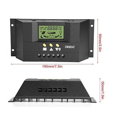 Controler solar 30A CM3024Z / 12V-24V regulator pentru panou fotovoltaic Controler solar 30A CM3024Z / 12V-24V regulator pentru panou fotovoltaic