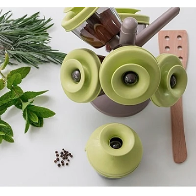 Copacel Spice Rack cu 6 recipiente pentru condimente + suport inclus Copacel Spice Rack cu 6 recipiente pentru condimente + suport inclus