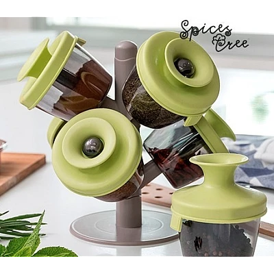 Copacel Spice Rack cu 6 recipiente pentru condimente + suport inclus Copacel Spice Rack cu 6 recipiente pentru condimente + suport inclus