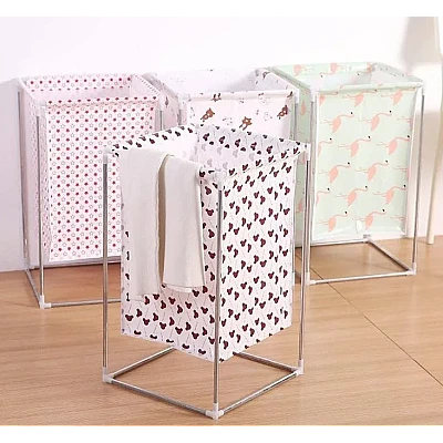 Cos pentru rufe, Metalic-Textil, 54 x 33 cm, Multicolor Cos pentru rufe Metalic-Textil 54 x 33 cm Multicolor