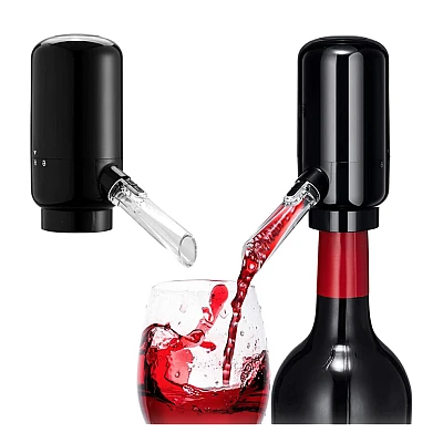 Dispenser si Aerator Electric pentru Sticla de Vin LED Negru Dispenser si Aerator Electric pentru Sticla de Vin LED Negru