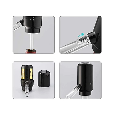 Dispenser si Aerator Electric pentru Sticla de Vin LED Negru Dispenser si Aerator Electric pentru Sticla de Vin LED Negru