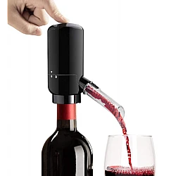 Dispenser si Aerator Electric pentru Sticla de Vin LED Negru