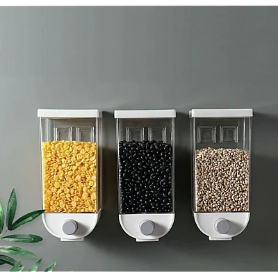 Dozator de cereale 1Kg plastic transparent Alb Dozator de cereale 1Kg plastic transparent Alb