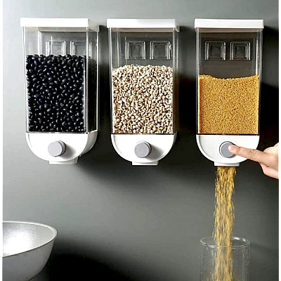 Dozator de cereale 1Kg plastic transparent Alb Dozator de cereale 1Kg plastic transparent Alb