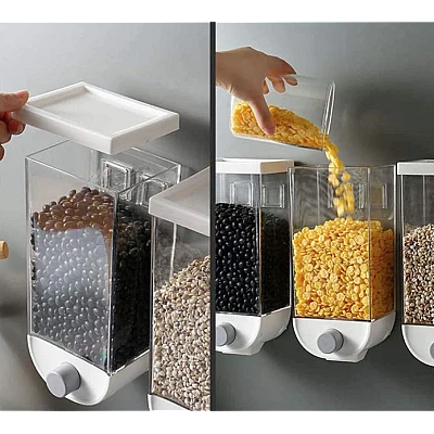 Dozator de cereale 1Kg plastic transparent Alb Dozator de cereale 1Kg plastic transparent Alb