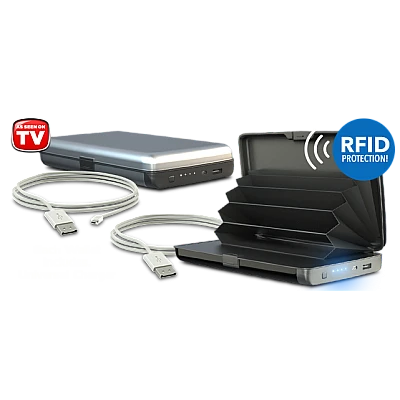E-Charge Wallet MOV Portofel Carduri si Incarcator Baterie Externa 2in1