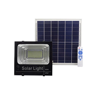 Kit Proiector 60W LED SMD JNI cu Panou Solar Si Telecomanda Kit Proiector 60W LED SMD JNI cu Panou Solar Si Telecomanda