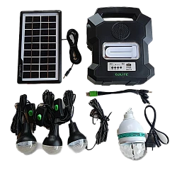 Kit solar GD-Lite 1000A dotat cu dispozitive USB cu 4 becuri LED + Acumulator de mare capacitate + RADIO