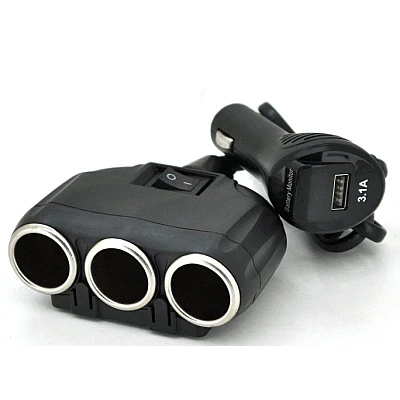Priza auto 12V/24V Olesson 1634 cu 4 intrari 120W negru Priza auto 12V/24V Olesson 1634 cu 4 intrari 120W negru