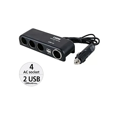 Priza auto Olesson 1525 120W 2 x USB 3 prize + port iesire bricheta Priza auto Olesson 1525 120W 2 x USB 3 prize + port iesire bricheta