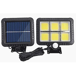 Proiector solar 128 LED 6 COB cu senzor și telecomandă