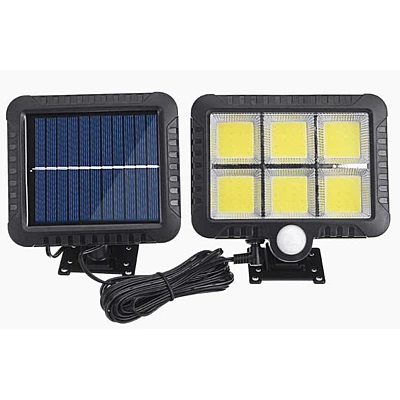 Proiector solar 128 LED 6 COB cu senzor și telecomandă Proiector solar 128 LED 6 COB cu senzor și telecomandă