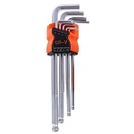 Set 9 chei hexagonale tip imbus cu capat sferic SCURTE 1.5-10mm