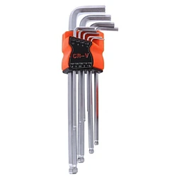 Set 9 chei hexagonale tip imbus cu capat sferic EXTRA LUNGI 1.5-10mm