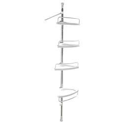 Etajera colt pentru baie si dus, 4 rafturi montare pe colt / Etajera telescopica 100-260 cm