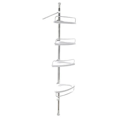 Etajera colt pentru baie si dus, 4 rafturi montare pe colt / Etajera telescopica 100-260 cm Etajera colt pentru baie si dus, 4 rafturi montare pe colt / Etajera telescopica 100-260 cm