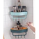 Etajera de colt pentru baie bucatarie cu ventuze sau lipici albastru Etajera de colt pentru baie bucatarie cu ventuze sau lipici albastru