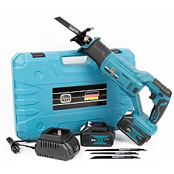 Fierastrau sabie electric German Meister XR cu 2 acumulatori 5Ah 24V 1 panza albastru
