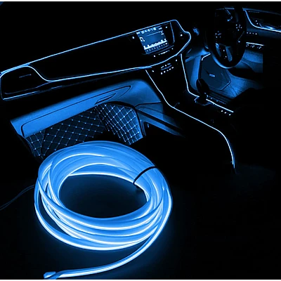Fir neon ALBASTRU lumina ambientala auto USB 5 METRI