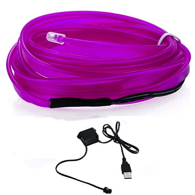Fir neon MOV lumina ambientala auto USB 5 METRI