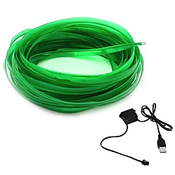 Fir neon VERDE lumina ambientala auto USB 5 METRI