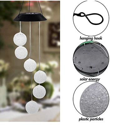Ghirlanda solara ornamentala cu 6 globuri de cristal / Lampa solara - 6 Glob Ghirlanda solara ornamentala cu 6 globuri de cristal / Lampa solara - 6 Glob