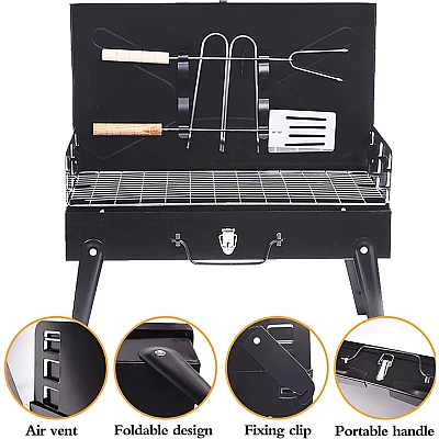 Gratar portabil pliabil tip Diplomat Accesorii gratar incluse Gratar portabil pliabil tip Diplomat Accesorii gratar incluse