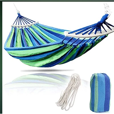 Hamac VERDE cu bara de lemn  80x200 din bumbac